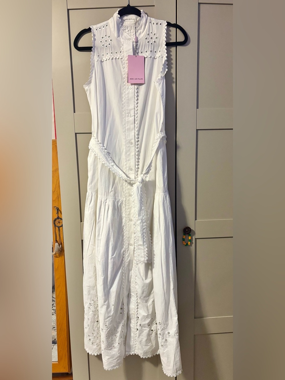 NWT Avec Les Filles white cotton eyelet dress- Small